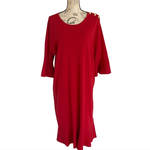 Lauren Ralph Lauren Dresses & Skirts - Lauren Ralph Lauren Red knit cotton blend midi sweater dress formal event 2X